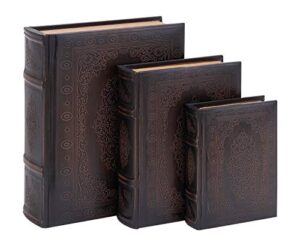 deco 79 traditional wood rectangle box, set of 3 13″, 10″, 8″h, dark brown