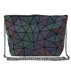 mily womens holographic laser leather envelope clutch handbag purse luminous