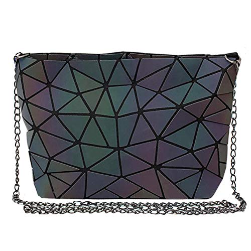 Mily Womens Holographic Laser Leather Envelope Clutch Handbag Purse Luminous