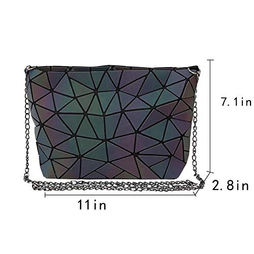 Mily Womens Holographic Laser Leather Envelope Clutch Handbag Purse Luminous