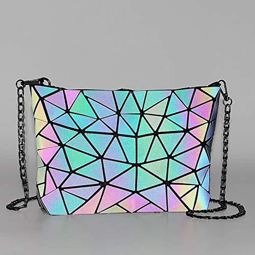 Mily Womens Holographic Laser Leather Envelope Clutch Handbag Purse Luminous