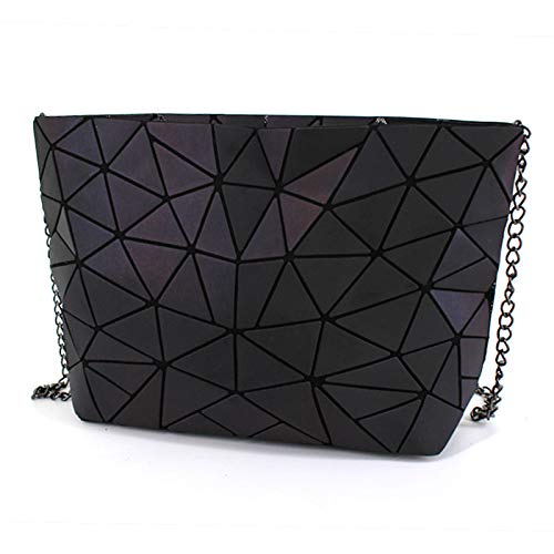 Mily Womens Holographic Laser Leather Envelope Clutch Handbag Purse Luminous