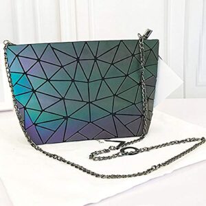 Mily Womens Holographic Laser Leather Envelope Clutch Handbag Purse Luminous