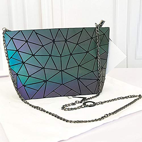 Mily Womens Holographic Laser Leather Envelope Clutch Handbag Purse Luminous