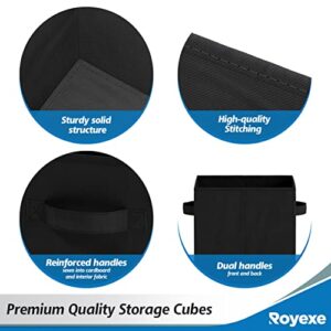 Storage Cubes - 11 Inch Cube Storage Bins (Set of 8). Fabric Cubby Organizer Baskets with Dual Handles | Foldable Closet Shelf Organization Boxes (Black)