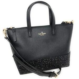 Kate Spade New York Ina Greta Court Glitter Crossbody Bag Top Handle Handbag (Black)