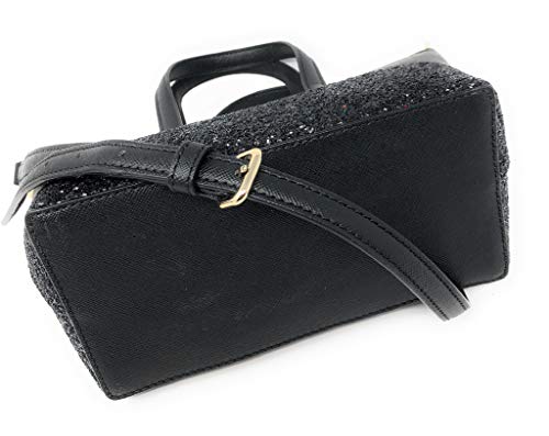 Kate Spade New York Ina Greta Court Glitter Crossbody Bag Top Handle Handbag (Black)