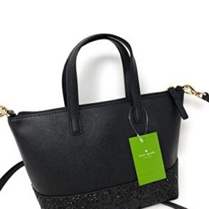 Kate Spade New York Ina Greta Court Glitter Crossbody Bag Top Handle Handbag (Black)