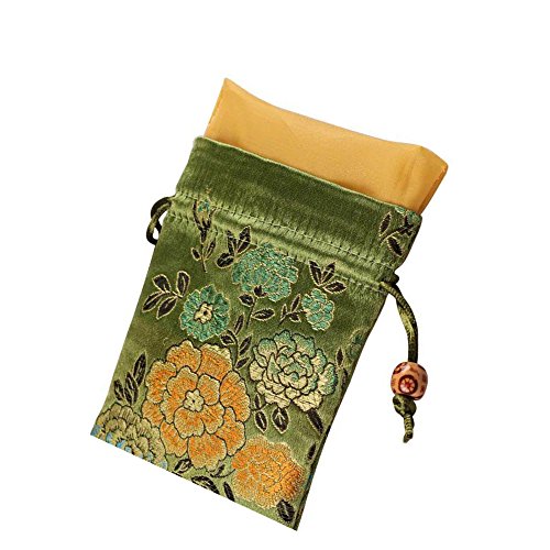 Lilith li 12Pcs/Set Silk Brocade Jewelry Pouch Double Layer Drawstring Coin Purse Gift Bag