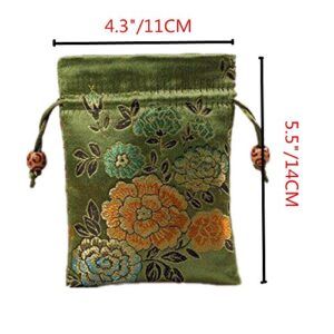 Lilith li 12Pcs/Set Silk Brocade Jewelry Pouch Double Layer Drawstring Coin Purse Gift Bag