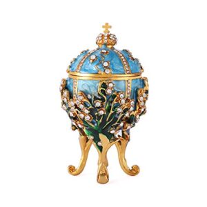 qifu faberge egg series hand painted jewelry trinket box with rich enamel and sparkling rhinestones unique gift home decor easter day collectible