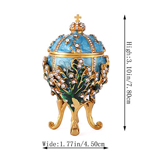 QIFU Faberge Egg Series Hand Painted Jewelry Trinket Box with Rich Enamel and Sparkling Rhinestones Unique Gift Home Decor Easter Day Collectible