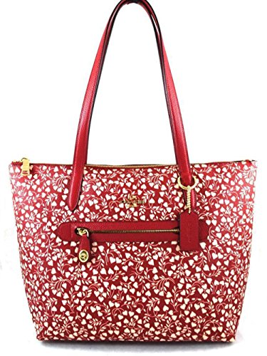 COACH Womens Pebbled Taylor Tote (Love Leaf)