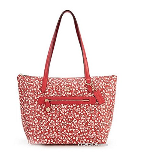 COACH Womens Pebbled Taylor Tote (Love Leaf)