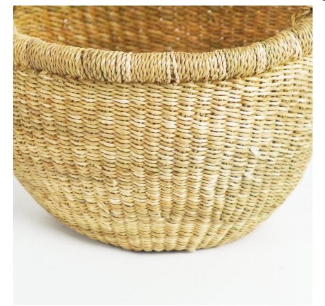 Bolga Baskets International Small Market Basket w/ Leather Wrapped Handle (NATURAL)