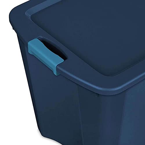 Sterilite 26 Gallon Multipurpose Latching Lid Storage Tote Containers for Home and Office Organization with Carry Handles, True Blue (16 Pack)