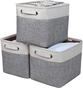 kntiwiwo foldable storage bin collapsible basket cube storage organizer bins with dual carry handles for home closet nursery drawers organizer, set of 3