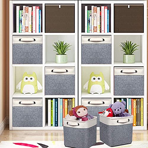 Kntiwiwo Foldable Storage Bin Collapsible Basket Cube Storage Organizer Bins with Dual Carry Handles for Home Closet Nursery Drawers Organizer, Set of 3