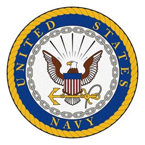 fanmats 6749 u.s. navy 44in. round rug – “navy’s crest” logo