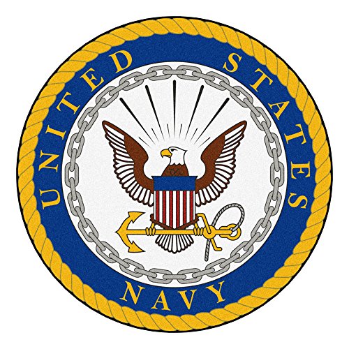 FANMATS 6749 U.S. Navy 44in. Round Rug - "Navy's Crest" Logo