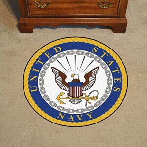 FANMATS 6749 U.S. Navy 44in. Round Rug - "Navy's Crest" Logo