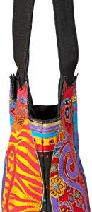 Laurel Burch Medium Tote Zipper Top, 12 by 3-1/2 by 8-1/2-Inch, Tres Gatos, Red/Orange/Blue