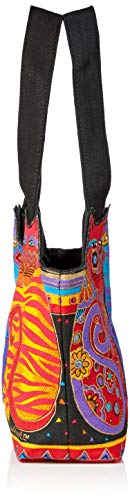 Laurel Burch Medium Tote Zipper Top, 12 by 3-1/2 by 8-1/2-Inch, Tres Gatos, Red/Orange/Blue