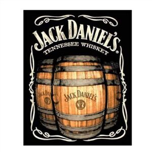 jack daniels barrels-vintage wall art-8 x 10″-distressed sign replica print-ready to frame. must have for tennessee bourbon whiskey fans. retro man cave-dorm-bar-garage decor. printed on photo paper.