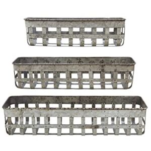 Creative Co-Op Set of 3 Rectangle Open Weave Iron Baskets