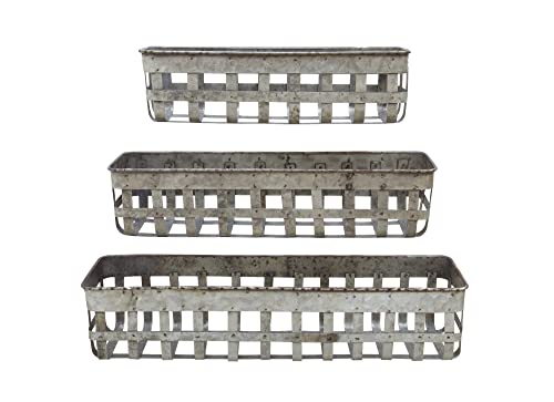 Creative Co-Op Set of 3 Rectangle Open Weave Iron Baskets