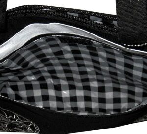 Black Canvas Tote Purse with White Bow and Cowgirl Embroidery from Sourpuss Clothing