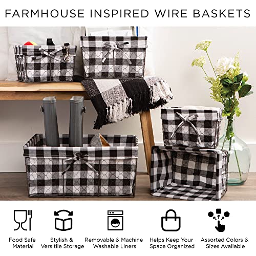 DII Farmhouse Chicken Wire Storage Baskets with Liner, Small, Vintage Grey, 9x7x6", 3 Piece