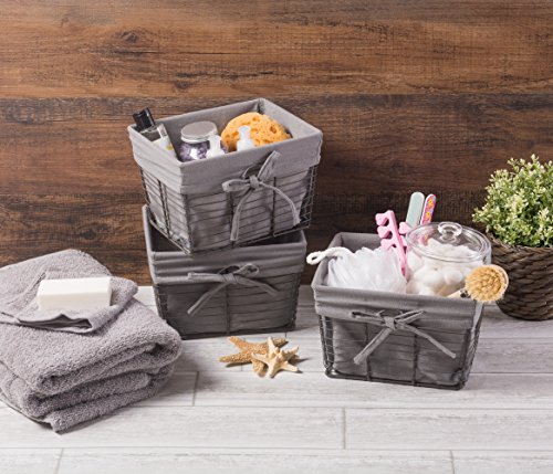 DII Farmhouse Chicken Wire Storage Baskets with Liner, Small, Vintage Grey, 9x7x6", 3 Piece