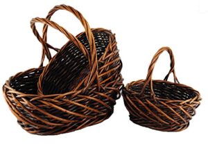 tophertrading topot set of 3 dark brown weave willow basket with handles