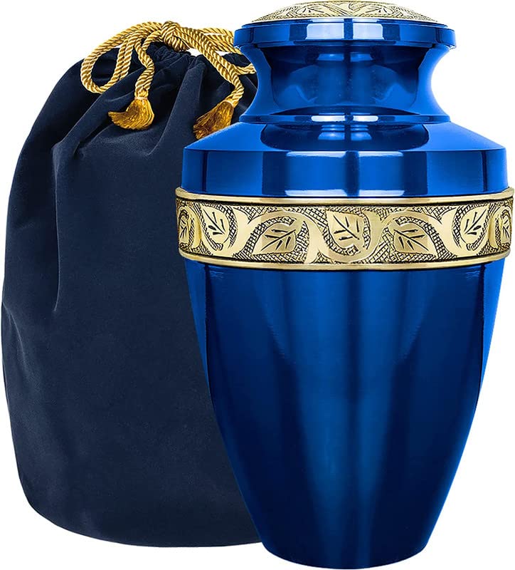 Trupoint Memorials Cremation Urns for Human Ashes - Decorative Urns, Urns for Human Ashes Female & Male, Urns for Ashes Adult Female, Funeral Urns - Blue, Large