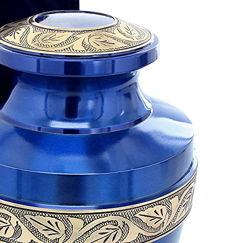 Trupoint Memorials Cremation Urns for Human Ashes - Decorative Urns, Urns for Human Ashes Female & Male, Urns for Ashes Adult Female, Funeral Urns - Blue, Large