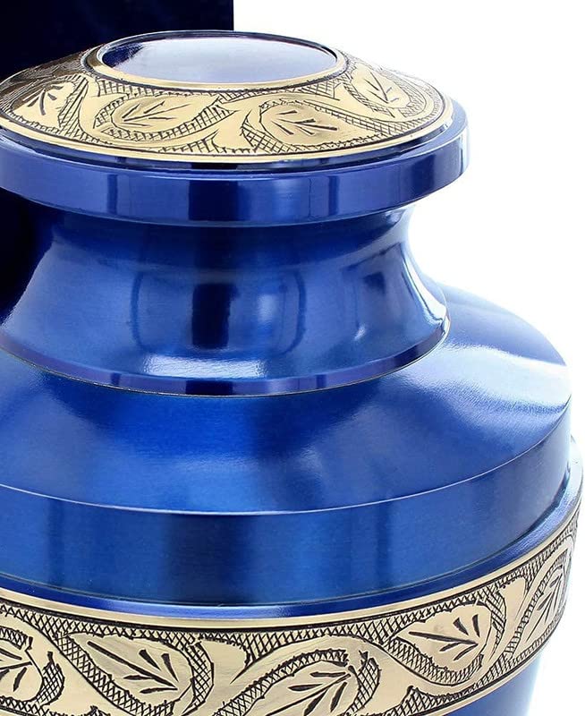 Trupoint Memorials Cremation Urns for Human Ashes - Decorative Urns, Urns for Human Ashes Female & Male, Urns for Ashes Adult Female, Funeral Urns - Blue, Large