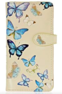 shag wear butterflies large wallet for women 7″ beige