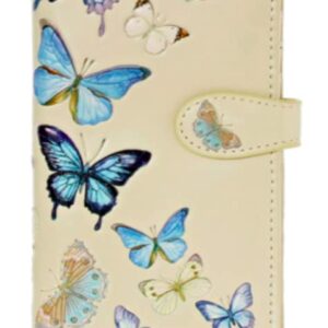 Shag Wear Butterflies Large Wallet for Women 7" Beige