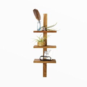 Design Ideas Takara Column Shelf, Natural Teak Decorative Wall Mounted Shelving Unit with 3 Shelves, 24" Tall