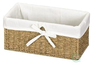vintiquewise(tm) seagrass shelf basket lined with white lining