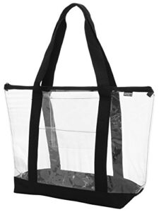 ensign peak clear zipper tote with color trim and bottom, black trim,one size