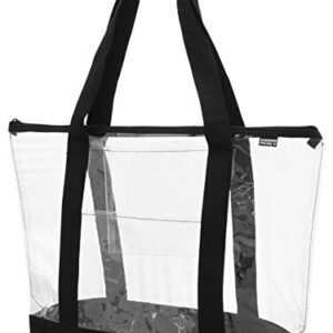 Ensign Peak Clear ZIPPER tote with color trim and bottom, Black trim,One Size