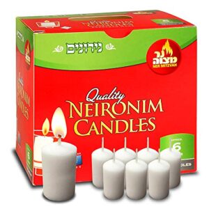 ner mitzvah 6 hour neironim candles – shabbat and votive wax candle – 72 count