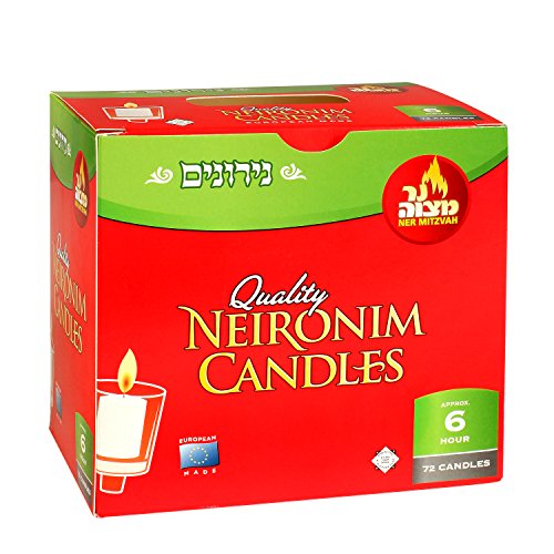 Ner Mitzvah 6 Hour Neironim Candles - Shabbat and Votive Wax Candle - 72 Count