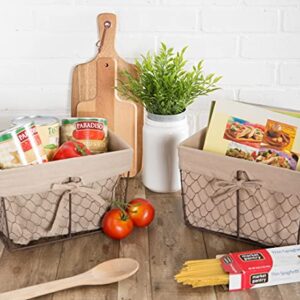 DII Farmhouse Chicken Wire Storage Baskets with Liner, Medium, Rustic Natural, 11x7.88x7", 2 Piece