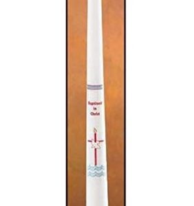 Baptized in Christ Catholic White Baptism Taper Candle, 10 Inch