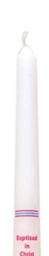 Baptized in Christ Catholic White Baptism Taper Candle, 10 Inch