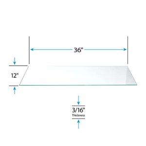 SSWBasics Tempered Glass Shelf - 12" W x 36" L x 3/16" - Set of 2