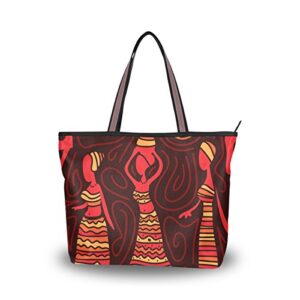 jstel women large tote top handle shoulder bags abstract african art patern ladies handbag